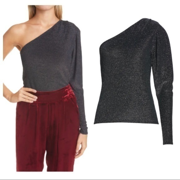 Ramy Brook NWT Violetta One Shoulder & Sleeve Shimmering Evening Top Size S - Picture 1 of 11